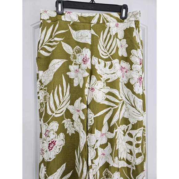 Zara Floral Print Linen Blend Pants Size L NWT - Picture 4 of 9